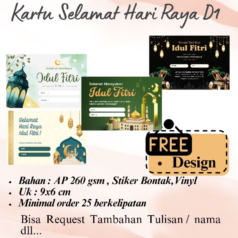 Kartu Ucapan Hari raya idul Fitri/ Stiker Ucapan Hari raya idul Fitri / Greeting Card / Souvenir / H