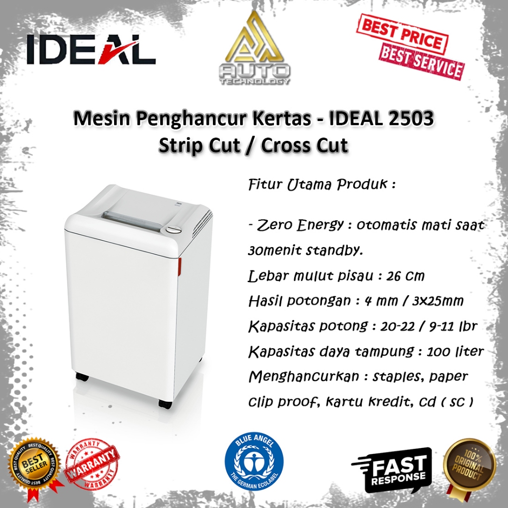 Mesin Penghancur Kertas IDEAL 2503 | Office Shredder