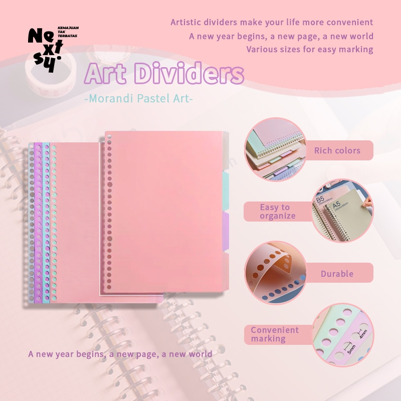 

[READY] Nextsy A5/B5 4PCS/OPP Morandi Pastel Index Divider/Isi Binder