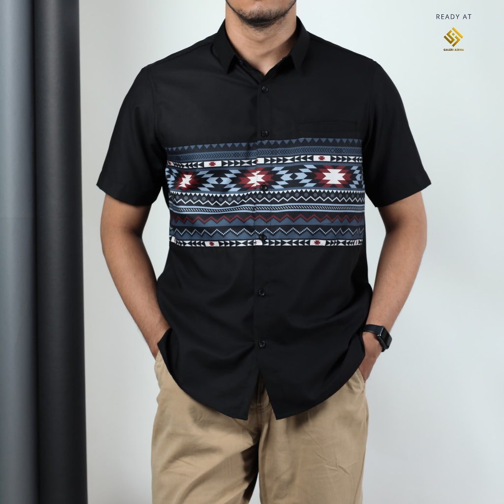 Saviq Kemko New Koko Batik Pria B005 Sublim Dada Modern Keren Terbaru Kurta Motif Lengan Pendek Prem