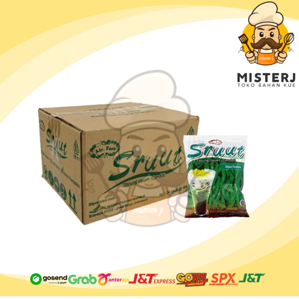 

Ready Stock | Sruut Tepung Dawet Pandan 100 gr | 1 ctn isi 24 pcs | Tepung Premix Sruut Dawet Pandan 100 gr