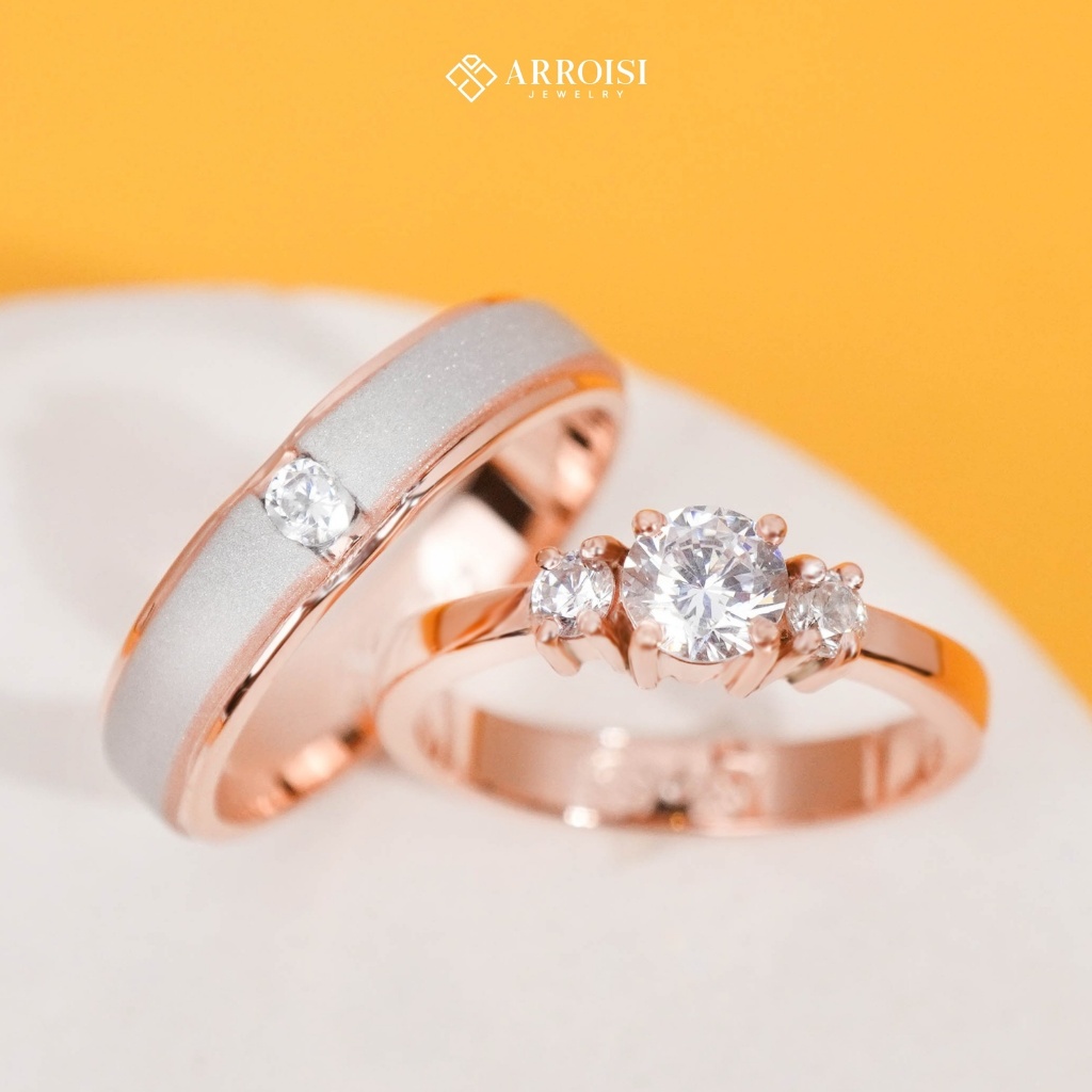 Cincin Couple Palladium Emas Silver Cincin Tunangan Custom