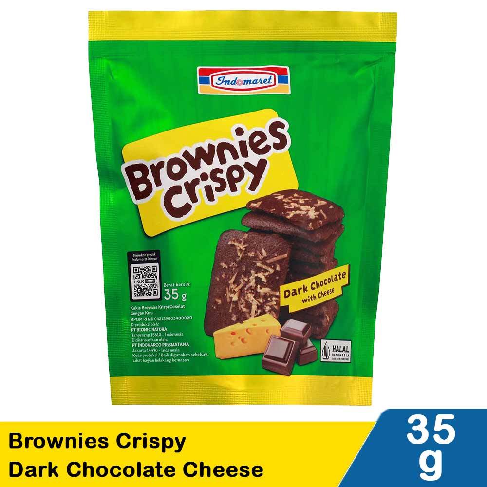 

Indomaret Brownies Crispy Dark Chocolate Cheese 35g – Perpaduan Cokelat Pekat & Keju Gurih!