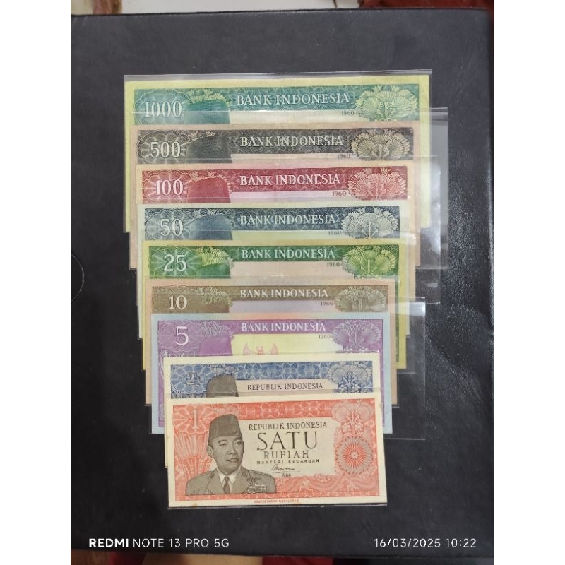 uang kuno set soekarno 1-1000 Tahun 1960
