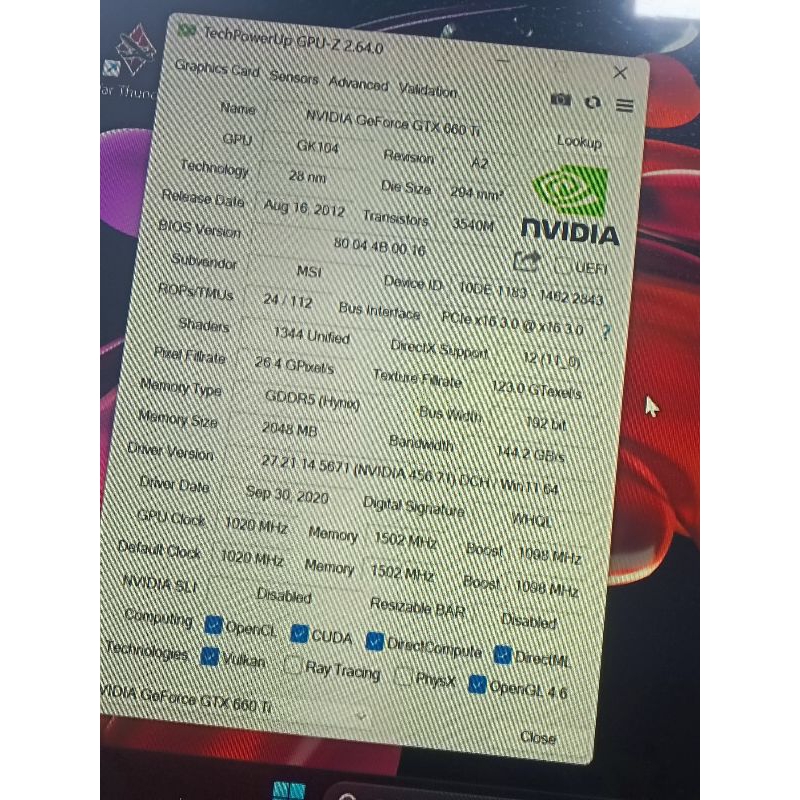 VGA GTX 660 TI 2 Gb DDR5 NORMAL