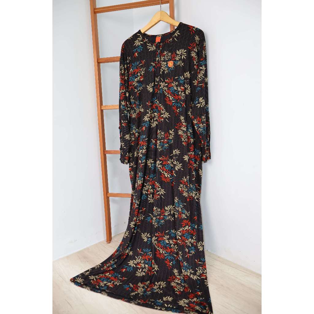 Gamis kaos jumbo motif bunga terbaru bahan adem terbaru kekinian abaya motif