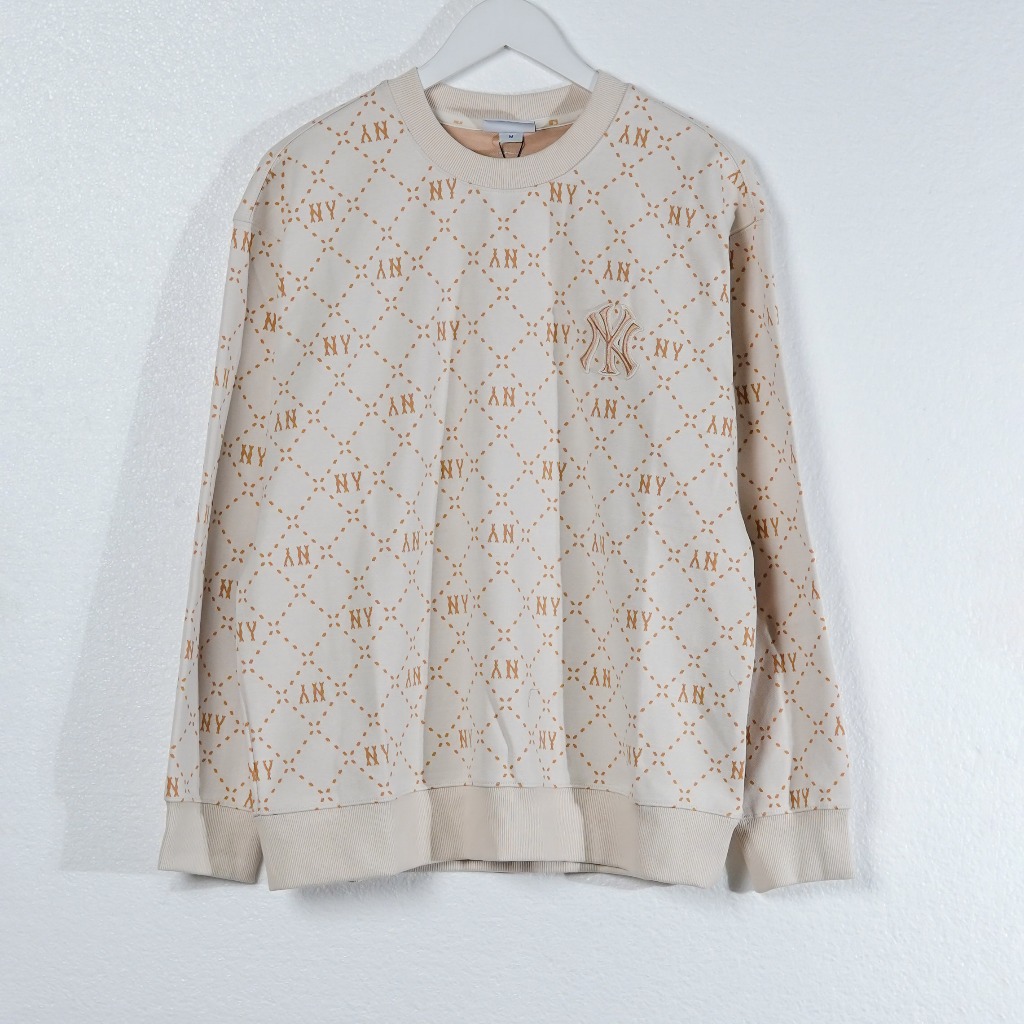 Sweater MLB NY MONOGRAM LINE SS23 GOLD CREAM SWEATSHIRT 100% ORIGINAL