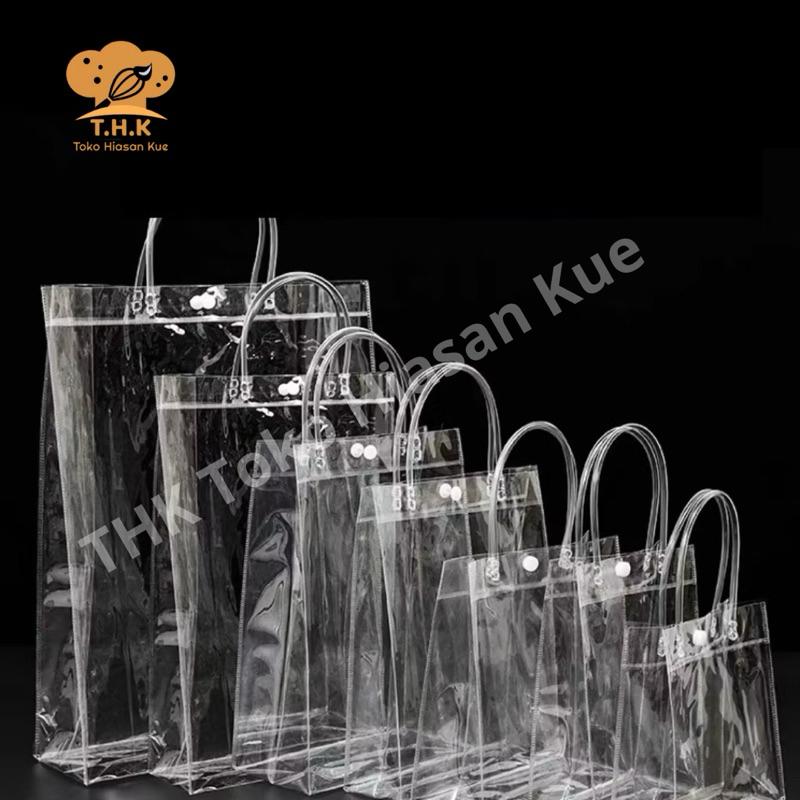 (1pcs) Tas Mika PVC Kancing Premium Tebal Toples Hampers Idul Fitri