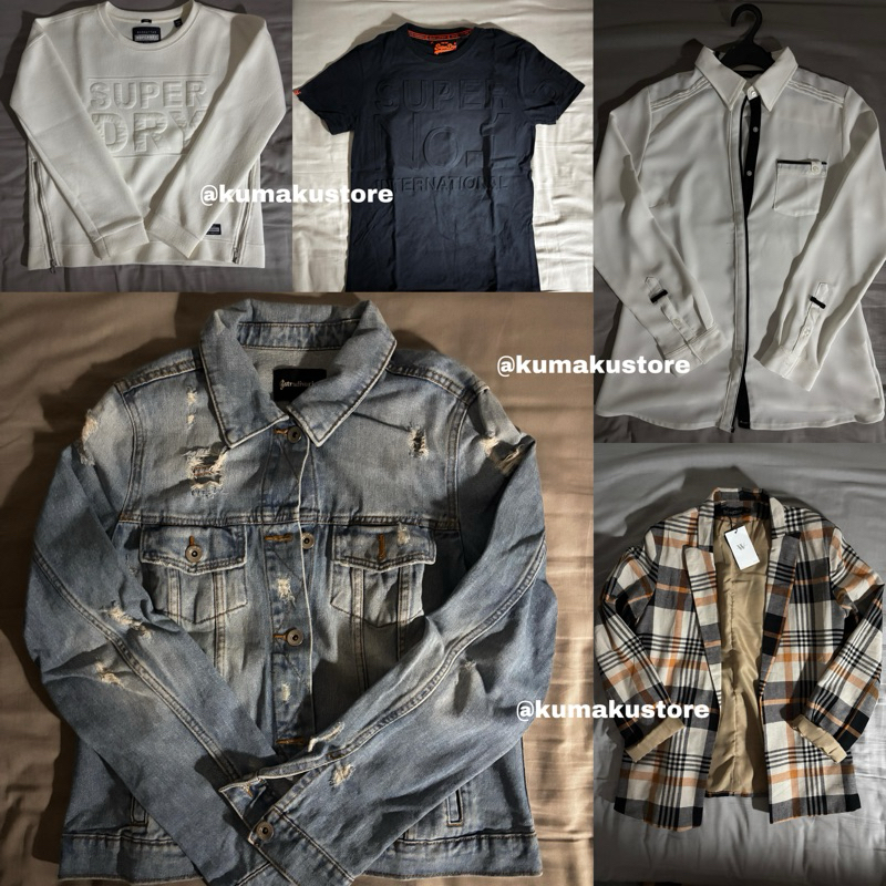 [PRELOVED] baju superdry stradi atasan jaket jeans jaket kotak kotak