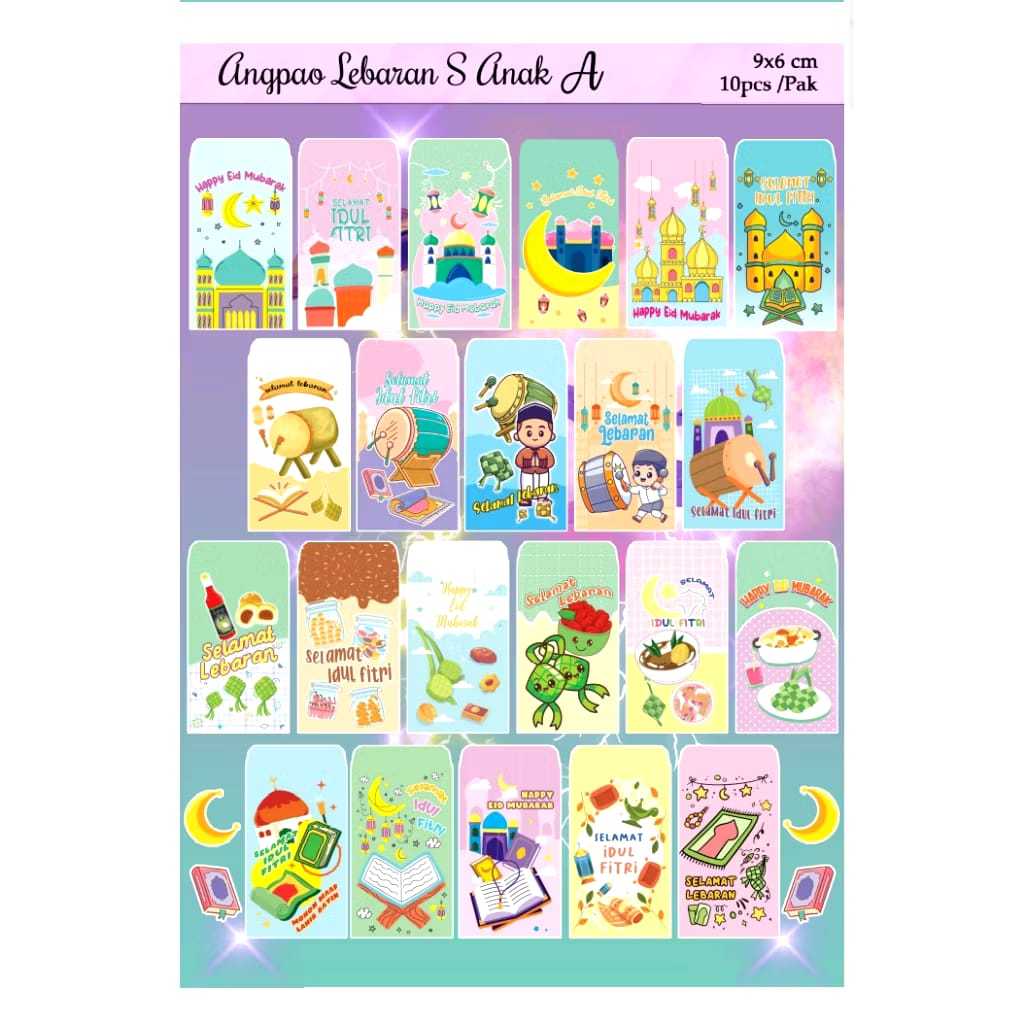 

V2_Amplop Lebaran Fancy/Angpao / Amplop Lebaran Idul Fitri Sedang Medium Dan Kecil isi 10 lembar