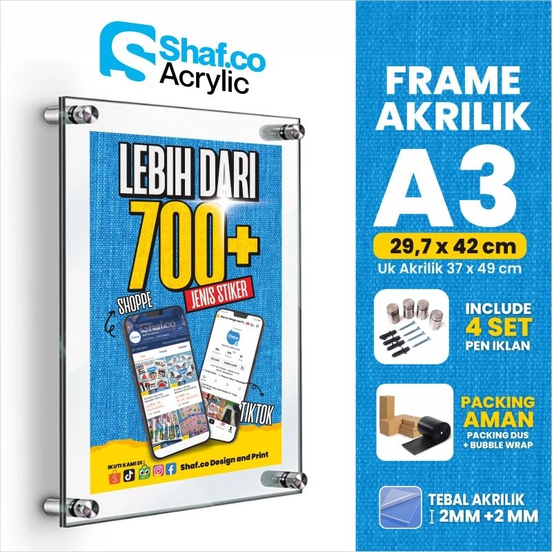 Frame Akrilik A3 / A3 Acrylic / Bingkai Poster Dinding / Display Menu Acrylic / Akrilik Dinding / Bi