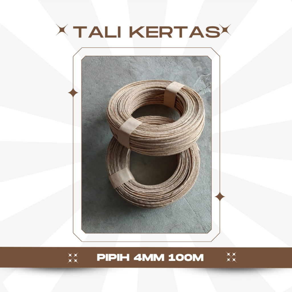 

Tali kertas ukuran 4mm bentuk pipih panjang -+ 100 meter tali kertas pipih tali undangan tali kerajinan tangan tali samson tali paperbag