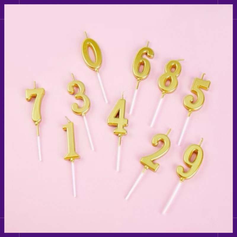 LILIN ANGKA - Hiasan Lilin Kue Ulang Tahun Emas 1pcs / Happy Birthday Number Candle