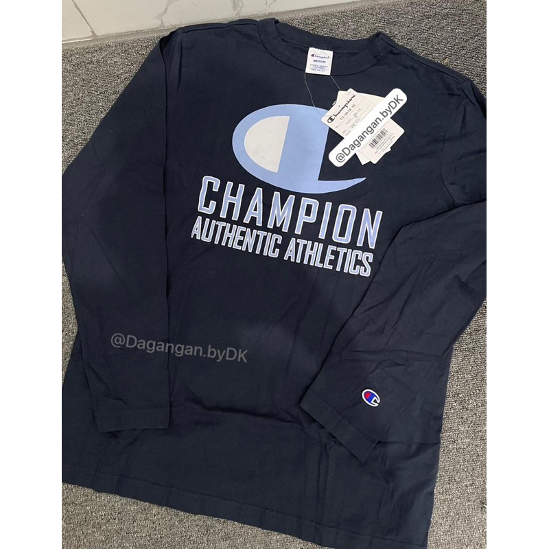 Kaos Champion Lengan Panjang Original 100% Biru Navy