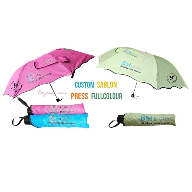 [ PAYUNG CUSTOM GROSIR DAN ECERAN ] PAYUNG LIPAT 3D GELOMBANG CETAK PRESS LOGO FULLCOLOUR