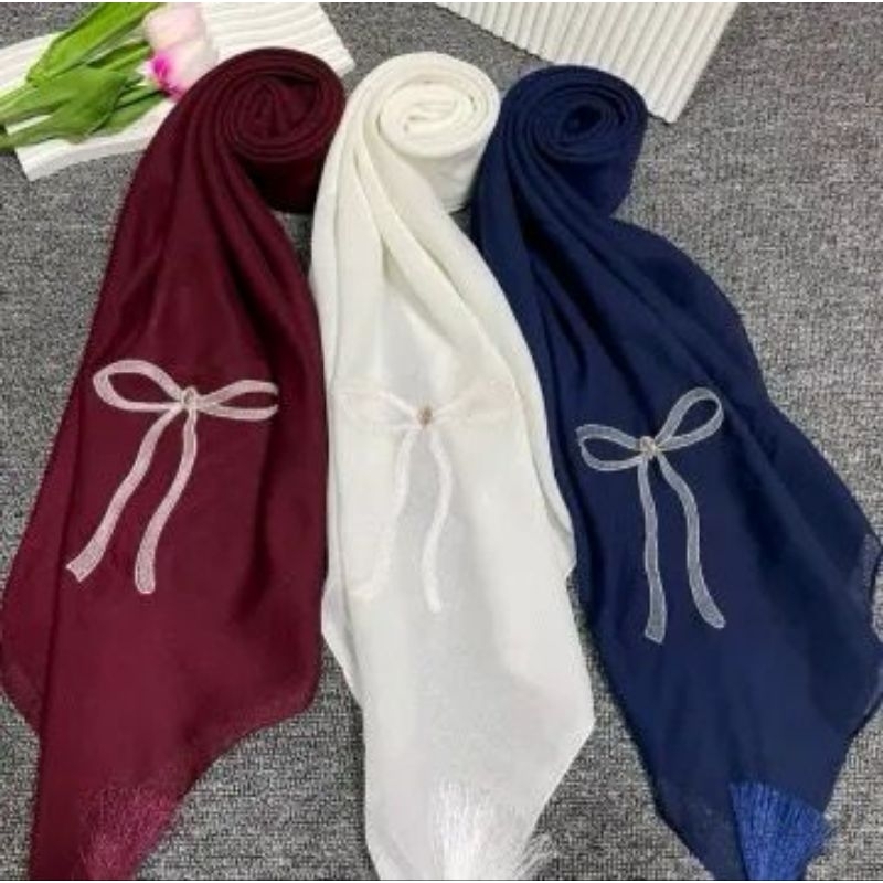 Hijab Segiempat PARIS TASSEL PAYET BORDIR PITA | Segiempat Polos || Bordir Pita || Segiempat Paris J