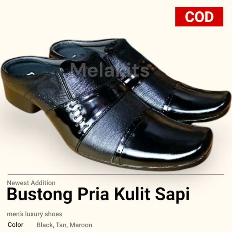 Slop Bustong Pria Sepatu Bustong Pria Kulit Asli Sepatu Sandal Pria Kulit Asli Kekinian