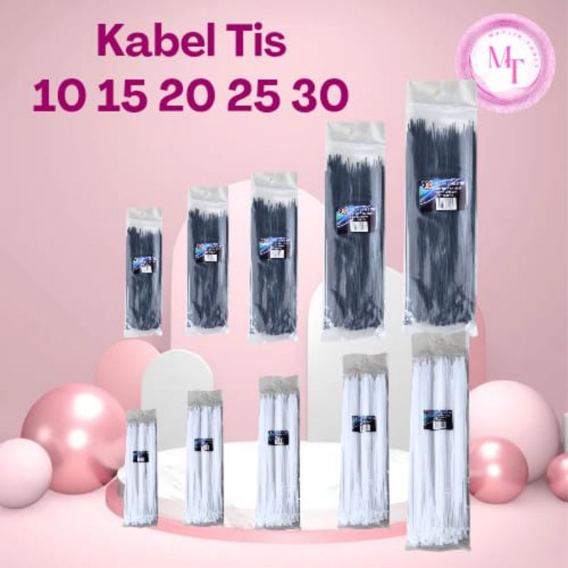 

100pcs Kabel Ties Nylon Cable Hitam Putih 10cm 15cm 20cm 25cm 30cm