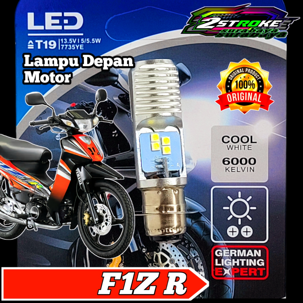 Lampu Depan Motor Yamaha F1zr Fiz R LED Putih Ac/Dc 12Volt Pengganti Dop/Bohlam Standart WrT19