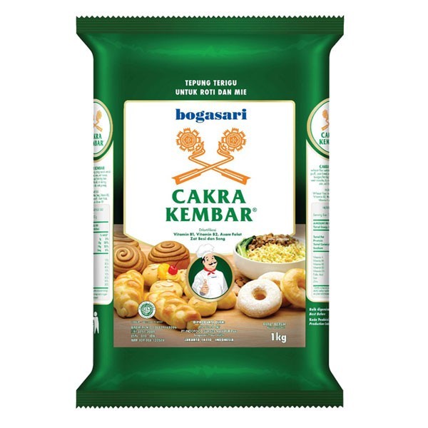 

tepung cakra kembar 1Kg tepung terigu protein tinggi Bogasari Terigu Cakra Kembar 1 Kg