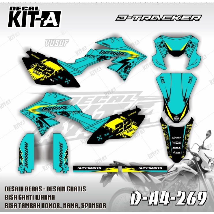 Dekal Stiker KLX New Dtracker MOTIF API-API FIRE hitam hijau PINK UNGU HITAM  (D-A4-016) D-A4-461