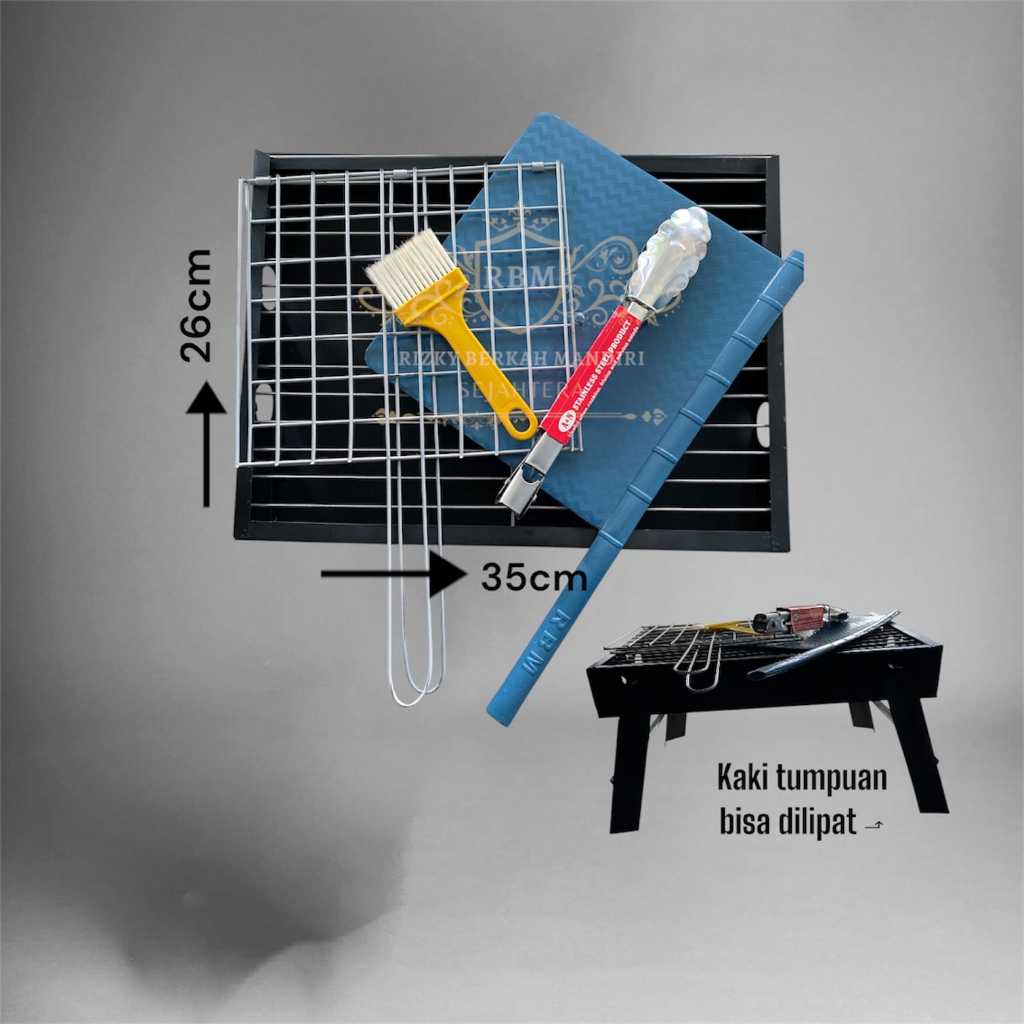 PAKET PEMANGGANG SERBA GUNA PANGGANGAN PORTABL BERBEQUE GRILL DENGAN MENGGUNAKAN BAHAN BAKAR ARANG.