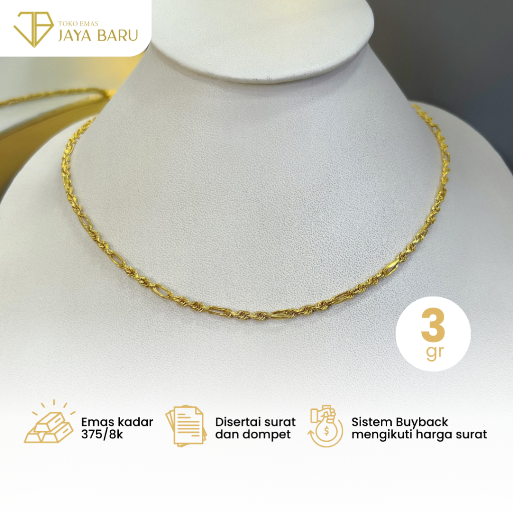 Kalung Emas Asli Kadar 375/8K 3gram Perhiasan Wanita
