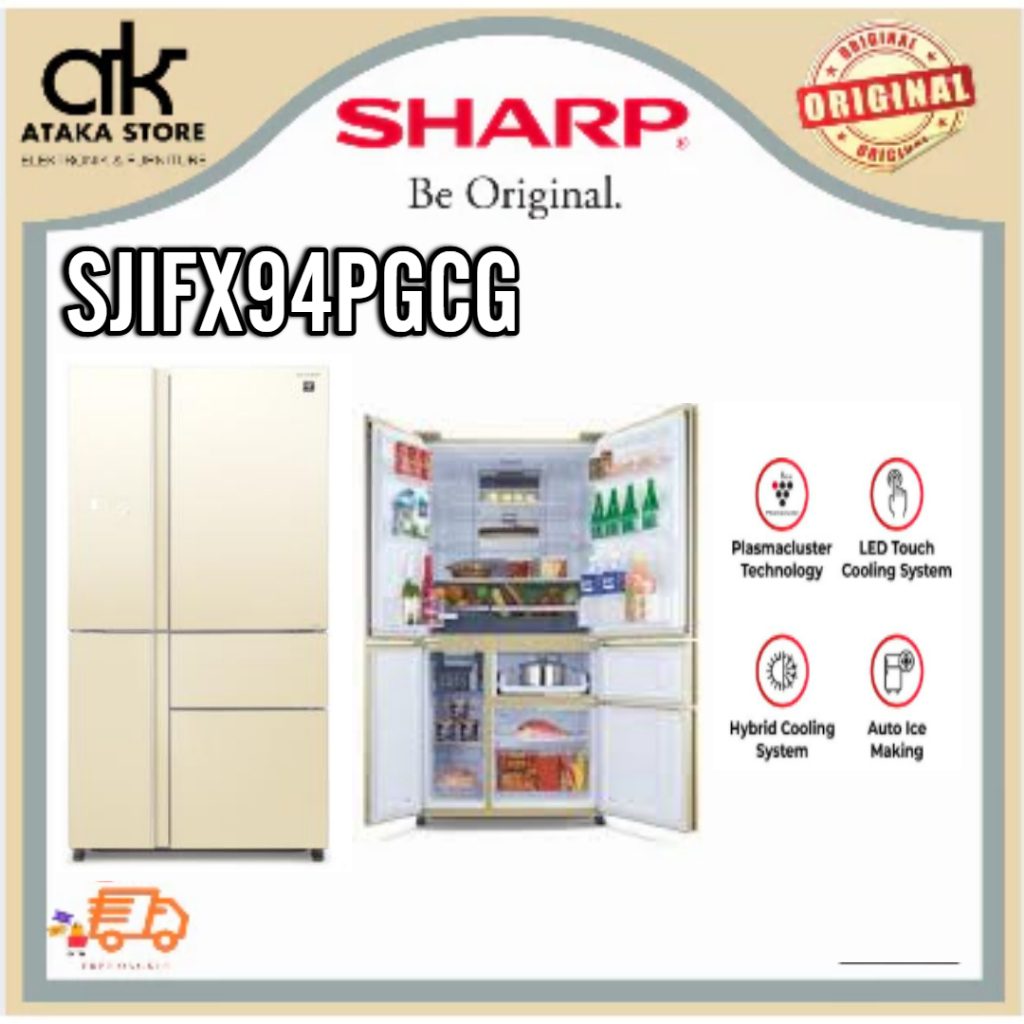 KULKAS SHARP 5 PINTU SJIFX94PGCG MULTI DOOR SIDE BY SIDE INVERTER