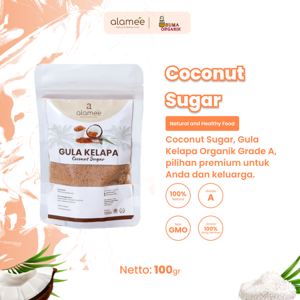 

Coconut Sugar Premium Gula Kelapa Asli 100gr Organik Bubuk Powder Natural Pure Organic Gula Kelapa Premium 100Gram