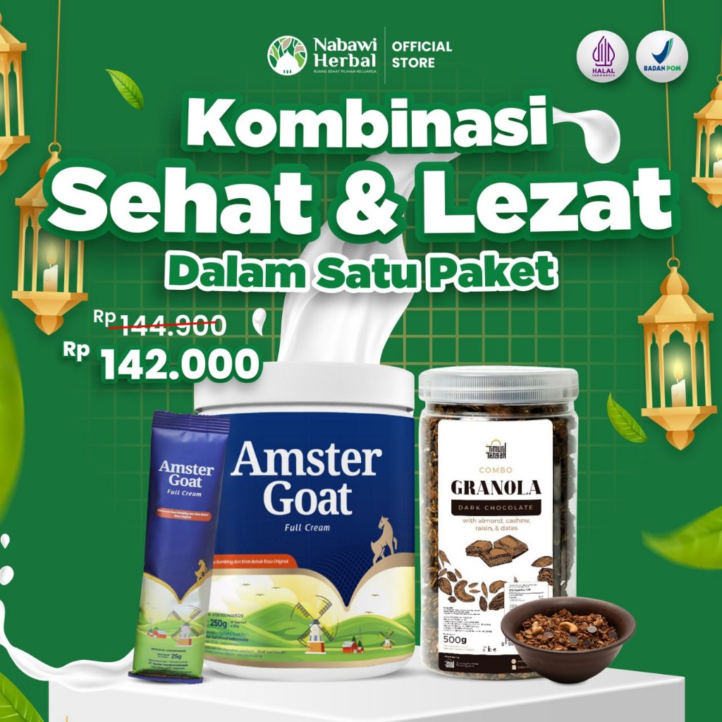 

PAKET SEHAT DAN LEZAT - Amstergoat 250gr Isi 10 Sachet & Grainnola Dark Chocolate 500gr