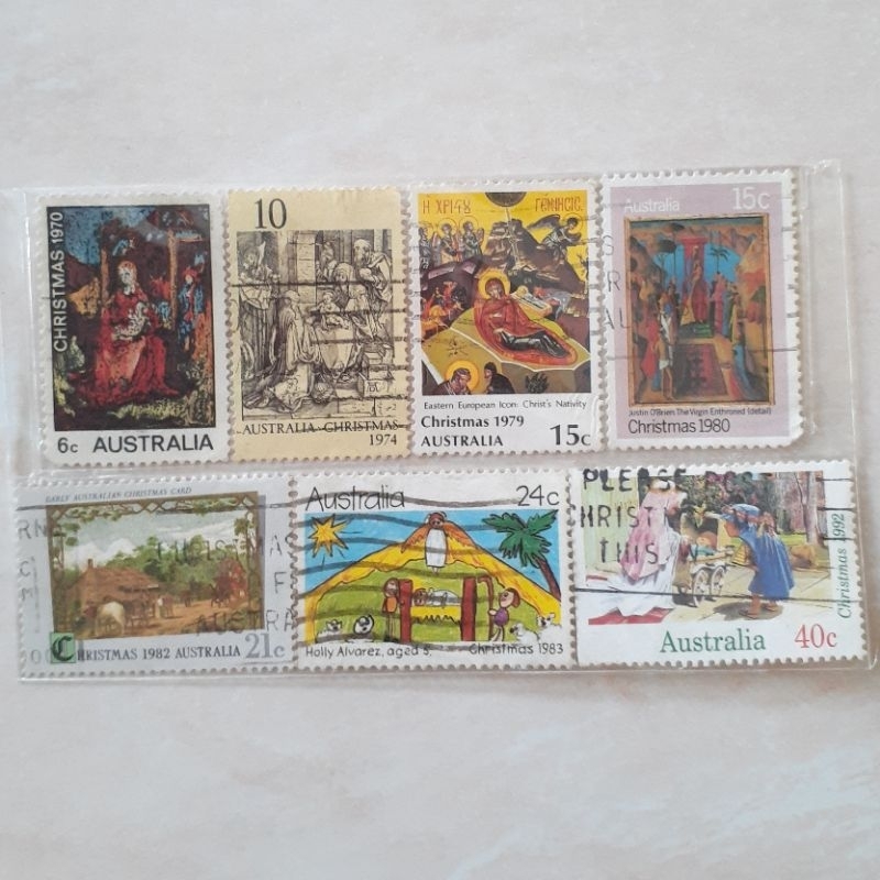 

(A) Perangko Australia Christmas Tahun 1970-1992 set 7pcs