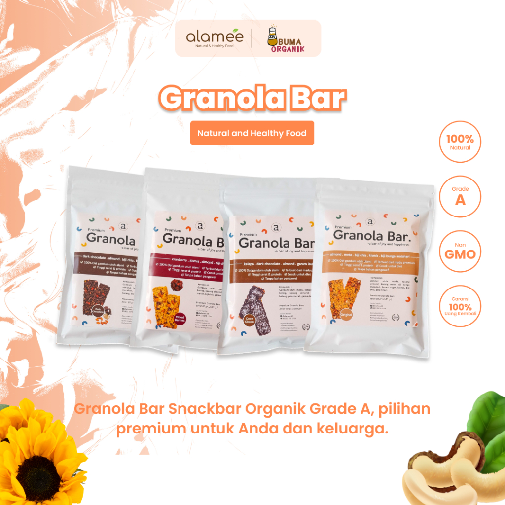 

GRANOLA BITES BAR DIET PELANCAR ASI BOOSTER SNACK SEHAT MAKANAN ANAK BAYI BALITA MPASI OAT DRY FRUIT