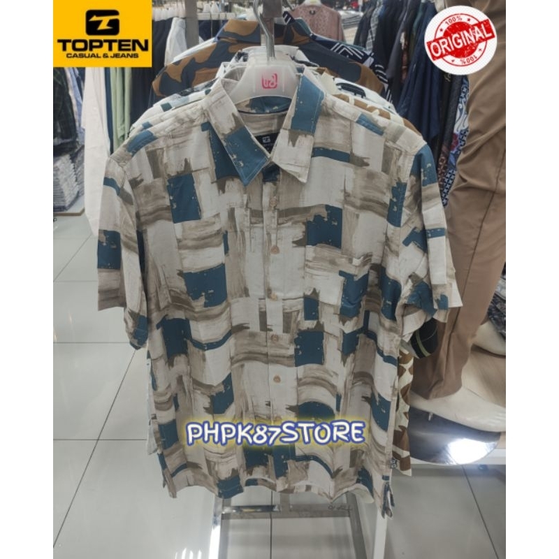 KEMEJA PENDEK PRINTING PRIA TOPTEN