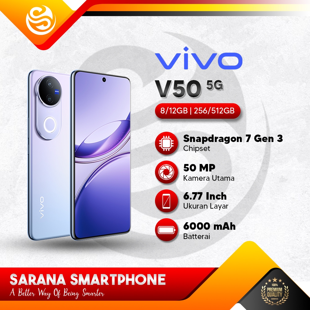 Vivo V50 5G (12+12/256GB) (12+12+512GB) | Diamond Shield Glass | 6000 mAh | Fast Charging 90W