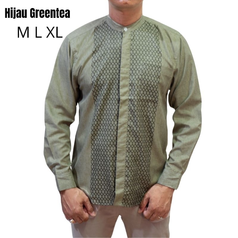 Baju Koko Green mint / hijau Sage Premium / Kemeja Koko Pria hijau lumut