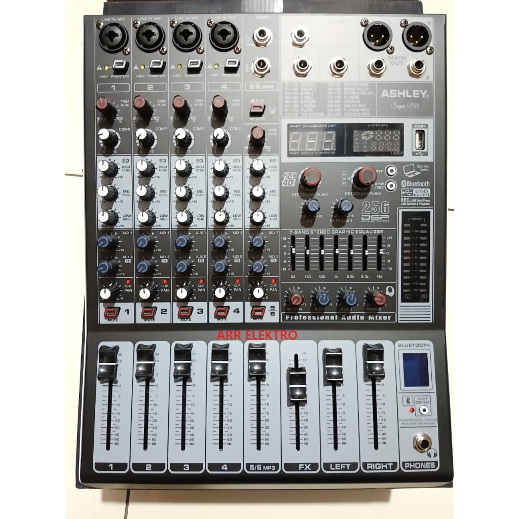 MIXER ASHLEY SUPER M4 + COMPRESSOR  ORIGINAL MIXER ASHLEY 4 CHANNEL REVERB