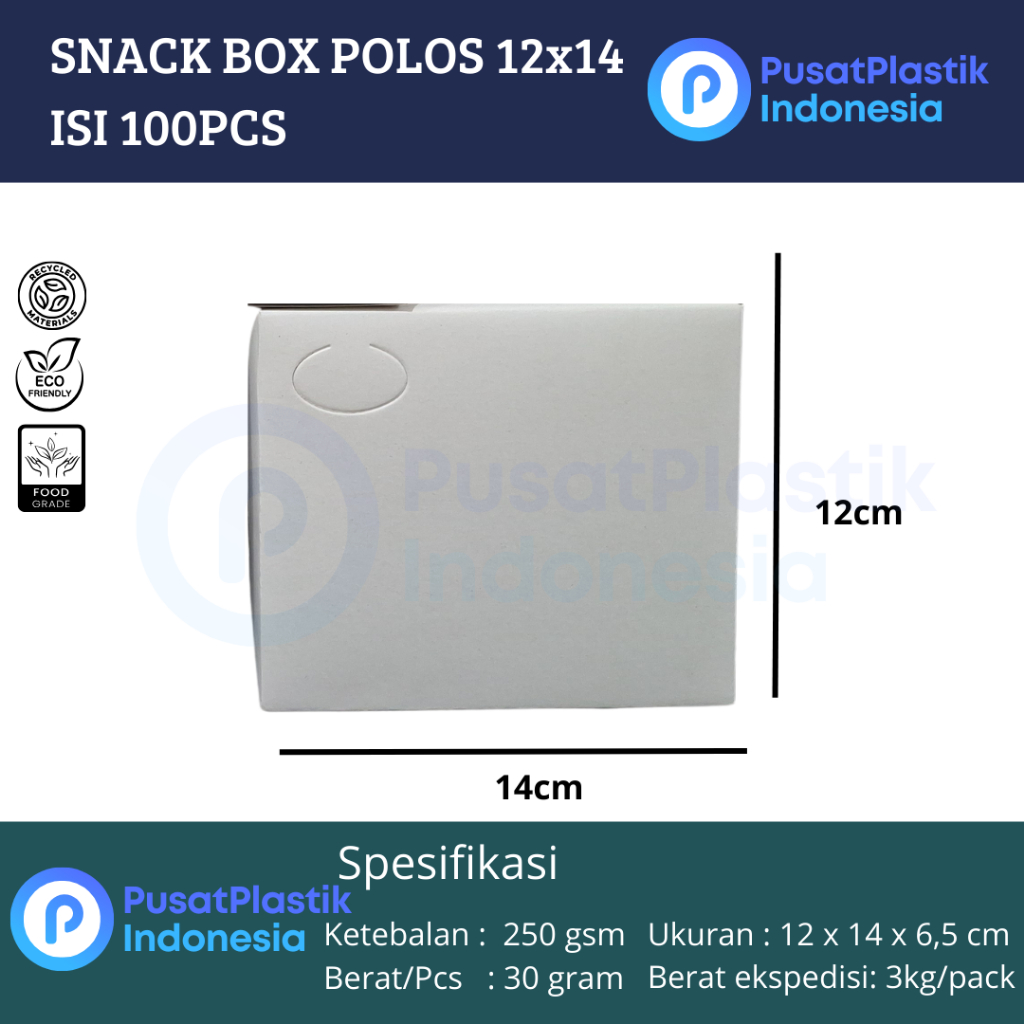 

Box Snack 12x14 Dus Kotak Kue Roti Polos Uk 12 x 14