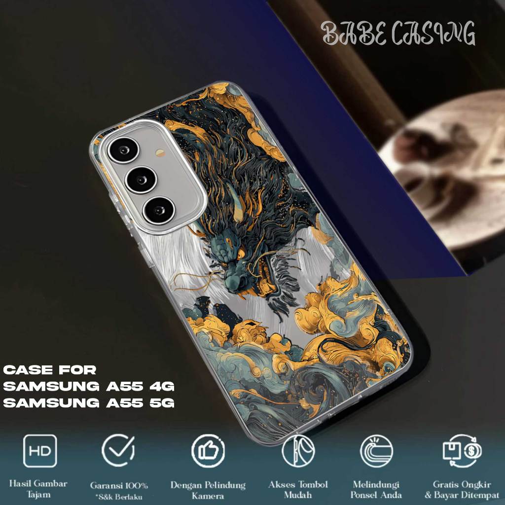 CASE SAMSUNG A55 CASING HANDPHONE FEATHER LASER PREMIIUM MATTE - MOTIF DRAGON - SOFTCASE SAMSUNG A55
