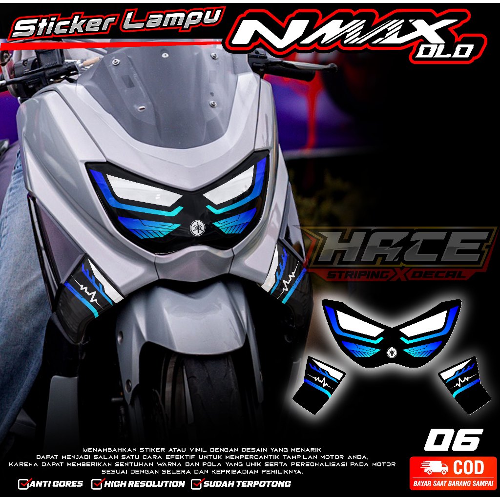 KODE 06 STIKER ALIS LAMPU DEPAN MOTOR NMAX OLD - STIKER ALIS LAMPU NMAX OLD PREMIUM TERBARU