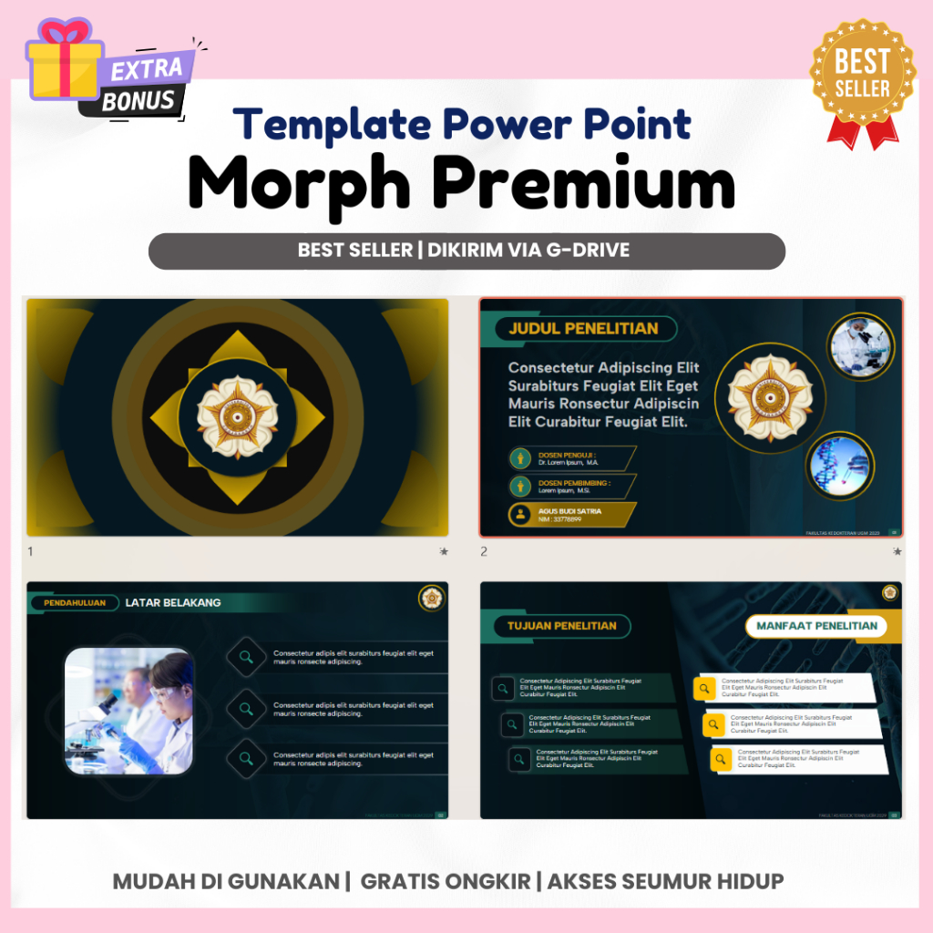 Template PPT Premium - Animasi Morph, Animasi Bergerak untuk Seminar & Sidang | PPT 7