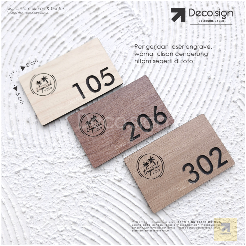Termurah  Nomor Kamar Kayu Murah Kost / Villa / Hotel / Penginapan / Guesthouse / Dekorasi Dinding /