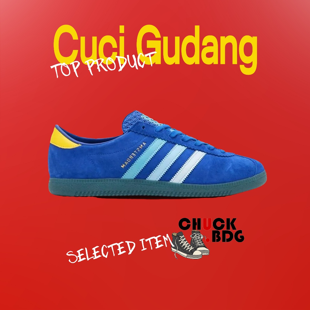 CUCI GUDANG Sneakers Adidas Amsterdam City Series Blue Yellow 100% Original