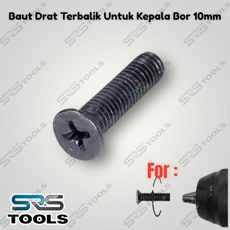 Baut Drat Ulir terbalik M5 Untuk Kepala Bor 10mm / Drill Chuck 10 mm