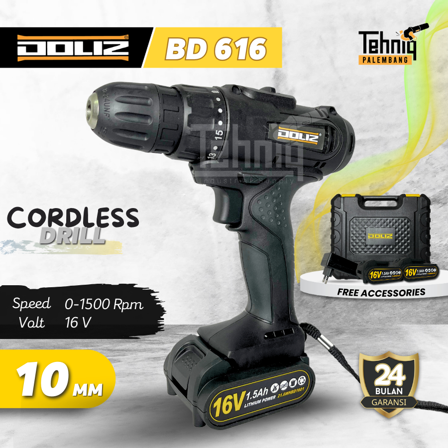 Mesin Cordless Drill DOLIZ BD616 / Mesin Bor Baterai BD 616 Doliz