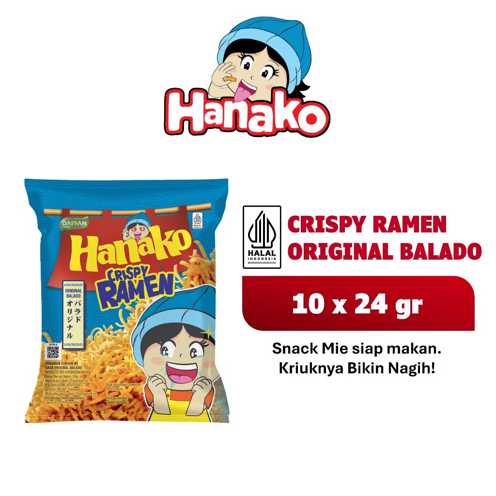 

Hanako Snack Crispy Ramen Original Balado 10 x 24 gr
