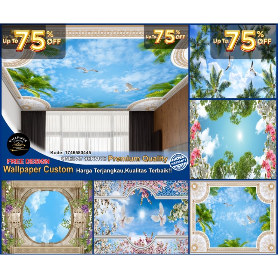 Wallpaper Custom Plafon 3D  - Wallpaper Awan - Wallsticker