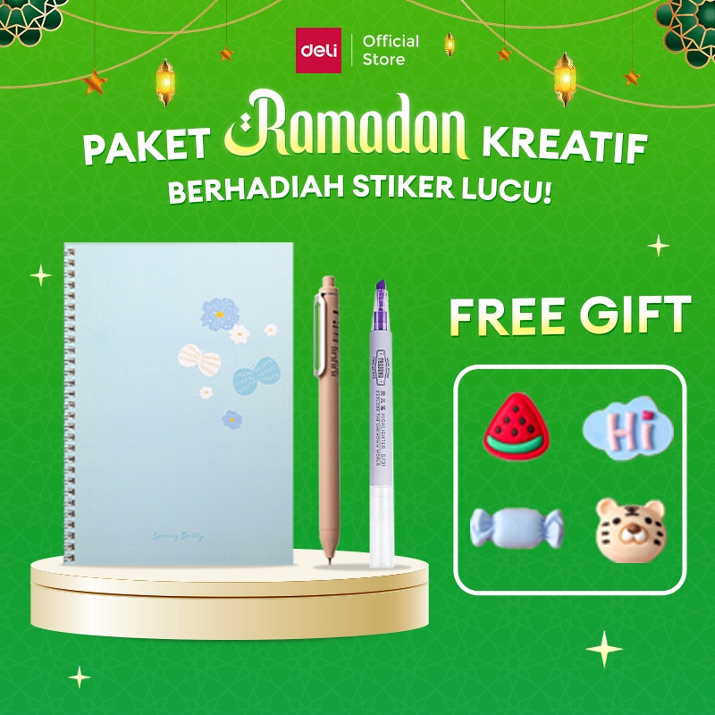 

Deli Paket Ramadhan Kreatif / 1 Buku Tulis, 1 Pulpen Gel, 1 Highlighter / FREE STICKER LUCU