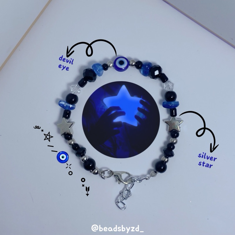 gelang manik aesthetic/beads bracelet coquette/gelang cewek cowok manik hitam putih