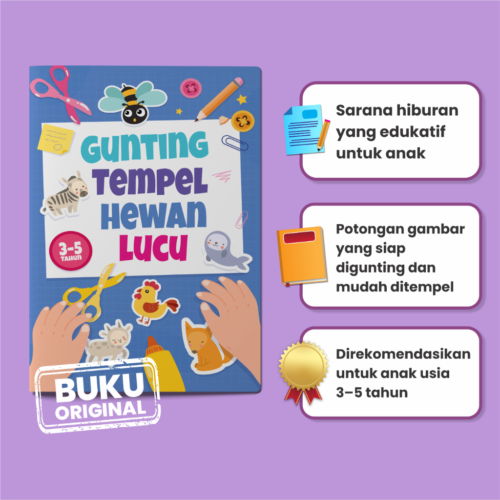 BENTANG - Buku Anak 1-6 thn Aktivitas: Gunting Tempel Hewan Lucu