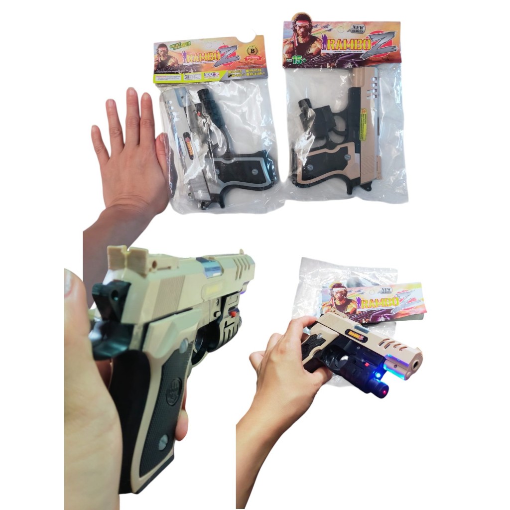 MAINAN pistol Rambo Z kokang lampu laser toy guns - SENAPAN LASER MAINAN ANAK SNI